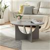 [en.casa] Tavolino Centrale da Caffè Tavolo Basso da Salotto con Piano Rotondo Ø80 x A42 cm per Soggiorno Sala - Grigio Chiaro