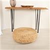 wohnfreuden Pouf Bruno - Sgabello in giacinto d'acqua, 55 x 55 x 21 cm, colore: Naturale