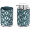 Inbagno Set Accessori Bagno Turchese Cobalto, Dispenser Sapone 350 ml e portaspazzolino Multiuso in Ceramica, Serie Circus