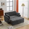 Rvjiahe Divano a due posti, divano letto matrimoniale, schienale regolabile, tessuto di ciniglia, schiuma ad alta densità, divano da salotto (Nero antico)