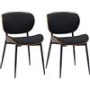 CLP Set di 2 sedie visitatore Enid con schienale e imbottitura I Poltrona con rivestimento in finta pelle o tessuto I Comoda sedia da pranzo, Colore:noce/nero, Materiale:Stoffa