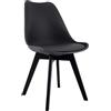 CLP Sedia da pranzo Linares Plastic I Tessuto I Velluto I Corda I Aspetto pelle I Poltrona con struttura in legno, Colore:nero/nero, Materiale:Plastica