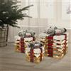 ECD Germany Set di 3 Scatole Regalo a LED Marrone in Legno Innevato a Batteria con Timer Decorazione Natalizia Regalo di Natale Illuminato Decorazione Albero di Natale Scatola Regalo