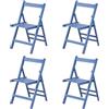 Totò Piccinni Set 4 SEDIE Pieghevoli Legno di Alta qualità, Comode, Resistenti, Salvaspazio (Blu)