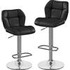Soberine Set di 2 Sgabelli da Bar, Sedie Girevole Regolabili in Altezza, Sgabello da Cucina in Simipelle con Schienale e Poggiapiedi Moderno Design per Sala da Pranzo, Bancone e Bar Nero