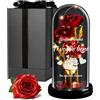 Maverton Rosa Stabilizzata con LED Personalizzata - Regalo Donna Compleanno Elegante - Rosa Eterna in Cupola di Vetro - Idee Regalo Donna - Dimensioni 21 cm x 11 cm