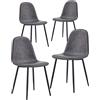 Brigros WeHome - Set da 4 sedie in ecopelle Bella gambe in metallo e seduta in tessuto, adatte per sala da pranzo, salotto, bar, sale da attesa, uffici, spazi moderni (Grigia, Eco pelle)