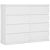 3E 3xE living.com Cassettiera con 8 cassetti 120 cm, Colore: Bianco opaco, L: 120 cm, P: 39 cm, A: 102 cm