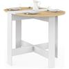 IDMarket - EDI Consolle rotonda pieghevole 2-4 persone in legno bianco con piano in faggio 103 x 76 cm
