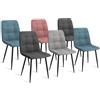 IDMarket - Set di 6 sedie in velluto misto MILA blu pastello x2, grigio scuro x2, grigio chiaro e rosa