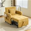 NuvlaGu Poltrona letto 2 in 1, divano letto singolo con schienale regolabile, poltrona in ciniglia con tavolo laterale, tasche e cuscini, poltrona salvaspazio per soggiorno, camera degli ospiti