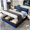 Lubvtti Letto imbottito con LED e Porta USB (supporta la ricarica wireless),letto matrimoniale con contenitore,telaio del letto 140x200cm con Testiere e rete a doghe,PU,Nero