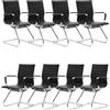Ya-Home Set di 8 Sedia Cantilever Sedie Ufficio in Ecopelle Sedie da Reception per Sala Riunioni Sedia Visitatori con Braccioli per Ufficio, Conferenza, Sala d'attesa, Nero