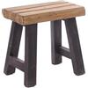 DESIGN DELIGHTS Rustic Design - Sgabello in Legno Riciclato, Stile Rustico, 41 x 42 x 24 cm (A x L x P), Pezzo Unico, Nero e Naturale