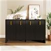 KAZZIO Credenza moderna e minimalista nera: la perfetta combinazione di stoccaggio flessibile e design elegante, la credenza presenta maniglie dorate e divisori regolabili