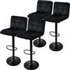 ML DESIGN modern living ML-Design Set di 4 Sgabelli da Bar Rivestimento in Velluto Nero Sedia da Bancone Regolabile in Altezza 63-83 cm Girevole a 360° Sgabello Alto da Bistrot Imbottito con Schienale e Poggiapiedi