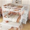 Moimhear Letto a castello 140 x 200 cm con scala a ripiani, dotato di letto estraibile con Scala per 2-3 Ragazzi, Rete a Doghe in Legno, Senza Materasso (Modello 821)