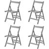 Totò Piccinni Set 4 SEDIE Pieghevoli Legno di Alta qualità, Comode, Resistenti, Salvaspazio (Grigio)