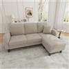 Cayipng Divano angolare a L con chaise longue,divano a 3 posti, 166 x 118 x 77 cm, tessuto traspirante in cotone e lino, gambe in plastica, design modulare, ideale per soggiorni (Marrone chiaro)