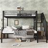 KOMHTOM Letto a castello multifunzionale 90/120 x 200 cm con scala e stoccaggio, letto matrimoniale in metallo con rete a doghe in ferro, telaio letto moderno (senza materasso) (nero-A)