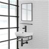 Inbagno Mobile lavabo sospeso 45 cm salvaspazio in Stile Industrial, lavamani in Ceramica con mensola e Specchio con Cornice, Borg