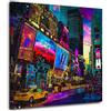 ARTEDinoi Quadro Moderno Stampa su Tela USA Città New York City Streets Colour Pop Art Canvas Dimensione 40x40x2cm