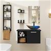 YU YUSING Set di Mobili da Bagno con Lavabo, Specchio, Portasciugamani, Arredo Bagno Completo, Mobile Lavandino Bagni 71cm, Mensola Doccia 3 Ripiani, 2 Ripiani Muro, Set Rubinetti, Moderno Multicolore