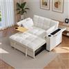 Lubvtti Divano letto 2 posti con schienale regolabile,porta USB,dotato di tavolo nascosto, portabicchieri, divano 2 posti con portaoggetti per braccioli (Beige-4)