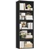 FirFurd Libreria Scaffale con Vani Aperti,Porta CD e Libri 48x159cm,Nero | Librerie con Ripiani Regolabili,Divisorio per Stanza Moderno,Verticale Sottile Salvaspazio,Archiviazione Per Studenti e Casa