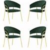 OKAFFAREFATTO MADDALONI Sedie da sala da pranzo set da 4 Aurelia con schienale in velluto (verde)