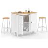 IDMarket - Tavolo bar ad isola Achille e 2 sgabelli in legno bianco con piano in faggio