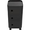 DeeDuud Comodino con ruote, tavolino a 3 livelli con ante magnetiche, mobile e durevole, 32 x 32 x 63 cm (nero)