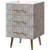 Vicco Comodino Velia, Grigio, 41 x 62 cm | con 3 cassetti, per riporre oggetti di uso quotidiano in camera da letto
