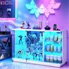 Gurexl Vetrina in Vetro con Illuminata a LED e Sensore Intelligente,Bianco | 120 CM Mobile TV con USB e Type-c per Collezione, Vetrina con Ripiani in vetro regolabili per Curiosità