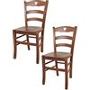 t m c s Tommychairs - Set 2 sedie modello Cuore per cucina bar e sala da pranzo, robusta struttura in legno di faggio color noce chiaro e seduta in legno