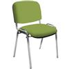 IDEALSEDIE DI GALIZIA MICHELE IDEALSEDIE - Sedia Scrivania Senza Rotelle con Telaio Cromato, Sedia Ufficio Senza Ruote Comoda, Impilabile, Sedie per Sala d'Attesa, Sala Riunioni, Conferenze (Finta Pelle, Verde)