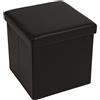 Tata Home Pouf Contenitore Scatola Sgabello Poggiapiedi Pieghevole Salvaspazio in Ecopelle cm 38x38x38 Eddy Colore Nero
