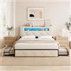 JiaOyu Letto imbottito 160x200 cm con funzione di ricarica USB e luci LED, letto con cassetti e spazio di archiviazione nella testata, letto matrimoniale moderno per giovani con solido telaio in legno