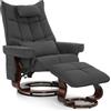 MCombo M MCombo Poltrona relax con sgabello, sedia per TV girevole con funzione reclinabile, moderna per soggiorno, con cuscino e tasca laterale, 9076 (grigio scuro)