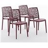 SIEDITI FUORI E DENTRO Sedie in polipropilene con fibra di vetro impilabili per interno, cucina o sala da pranzo, per esterno e giardino, sedie da bar e ristorante, design moderno - Anna (4 Sedie, Rosso merlot)