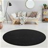 Jimri Fashion4Home - Tappeto a pelo corto in tinta unita per salotto, cameretta dei bambini, camera da letto, studio, ufficio, corridoio e cucina, colore: nero/antracite, dimensioni: 160 cm, rotondo