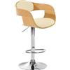 CLP Sgabello Rétro Kingston Con Braccioli I Sgabello Bar Girevole In Similpelle E Legno I Sgabello Alto Regolabile 63-77 CM, Colore:natura/crema
