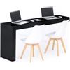 Mobili Fiver, Scrivania Evolution 180x40, Nero Frassino con Una Gamba e Caricatore Wireless, NO, Scrivania moderna per Camera, Ufficio, Made in Italy