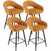 chairus 2 Pezzi Sgabello Bar Girevole in Velluto Sgabelli Alti da Cucina Poltrona Sgabelli Bancone con Gambe in Metallo (Giallo(Velluto)-4)