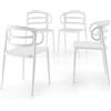 Mobili Fiver, Sedie Carlotta, Set da 4, Bianco, Polipropilene, Sedie Moderne per Cucina, Giardino, Soggiorno