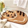 Ankah Tappetino da bagno antiscivolo, assorbente, morbido, design adorabile, con immagine di gatto, 45,7 x 66 cm, colore: cachi