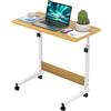 EXSELTMAN Scrivania Piccolo con Ruote - Salvaspazio 80x40x, Tavolino Ausiliario per Computer con 4 Ruote Girevoli, Altezza Regolabile 69-89cm da Ufficio