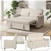 Devoko Divano Letto 2 Posti in Velluto Divano Matrimoniale Prontoletto Estraibile con Schienale Regolabile in 5 Posizioni per Soggiorno, Camera da Letto o Ufficio, 69P x 141L x 88H cm, Beige