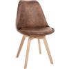 CLP Sedia da pranzo Linares Plastic I Tessuto I Velluto I Corda I Aspetto pelle I Poltrona con struttura in legno, Colore:marrone, Materiale:Ecopelle