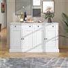 SUKY Credenza grande con 4 ante e 2 cassetti, 150 x 40 x 86 cm, moderno armadio a buffet per sala da pranzo e soggiorno (bianco anticato)